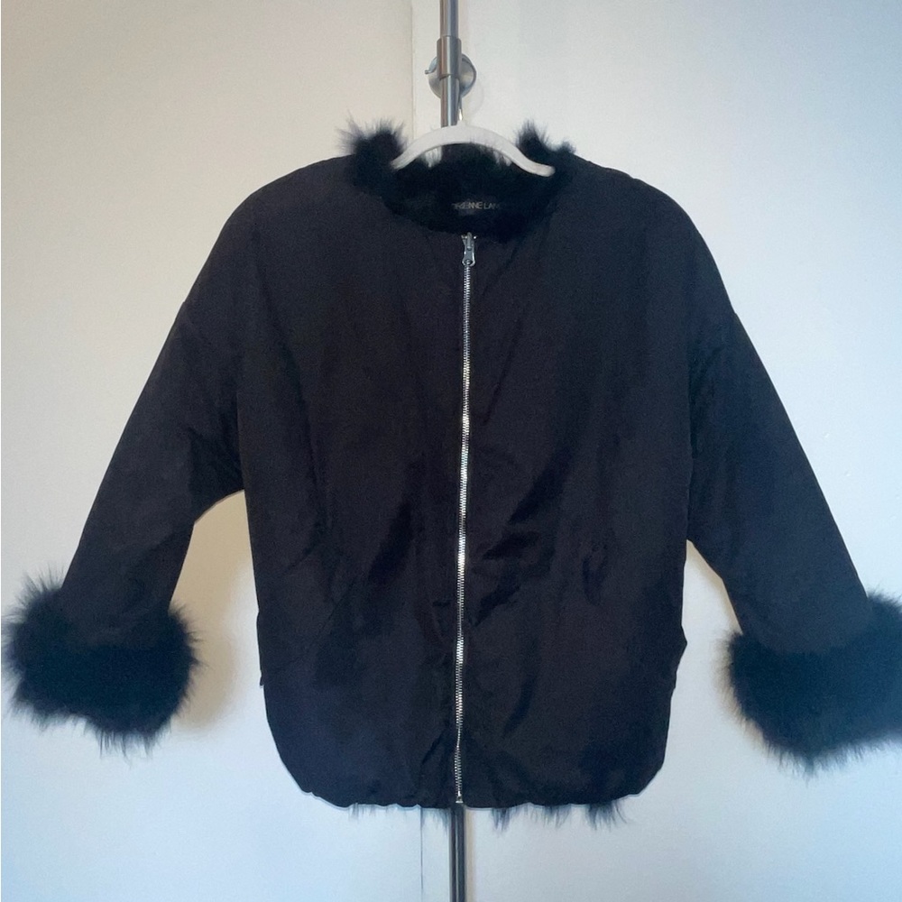 Adrienne Landau faux fur bomber jacket